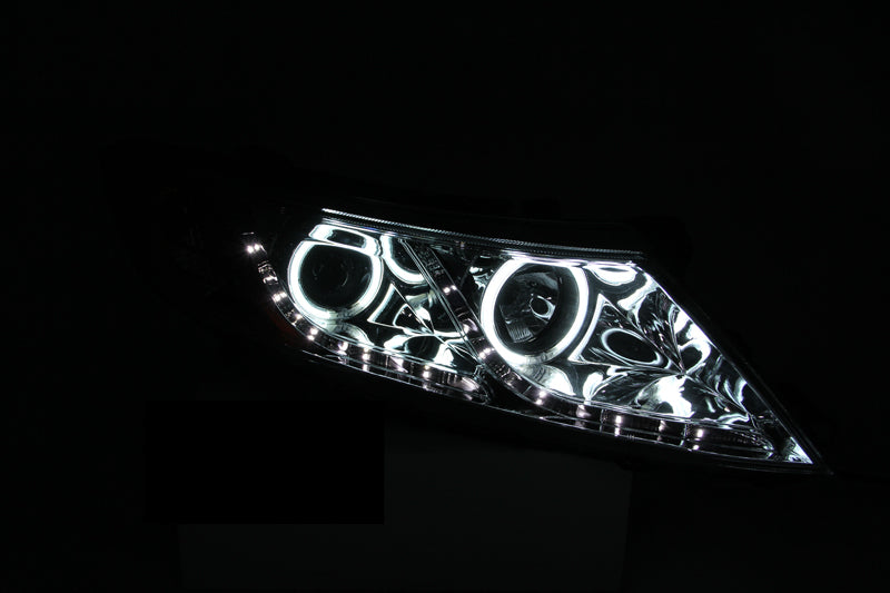 ANZO USA Kia Optima Projector Headlights W/ Halo Chrome Ccfl; 2011-2013 - eliteracefab.com