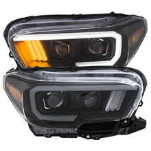 Load image into Gallery viewer, ANZO USA Toyota Tacoma Projector Headlights w/ Plank Style Design Black / Amber w/ DRL; 2016-2018 - eliteracefab.com