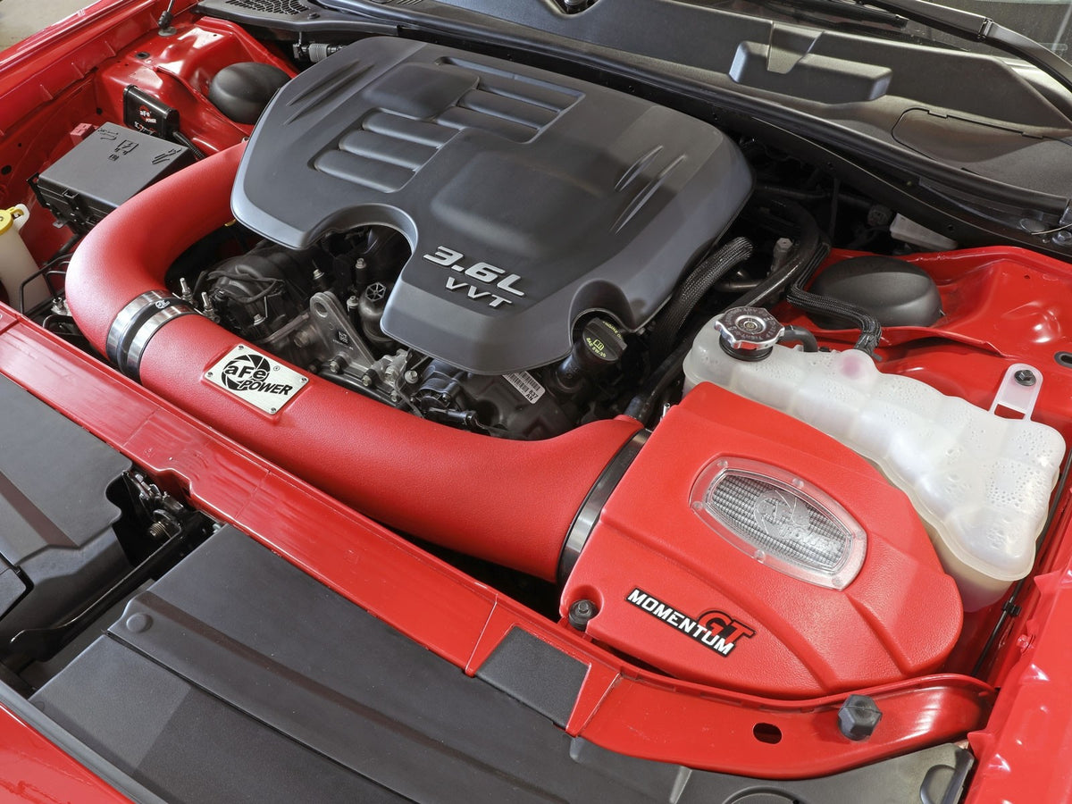aFe Momentum GT Dry S Stage-2 Intake System 11-15 Dodge Challenger/Charger V6-3.6L (Red) - eliteracefab.com