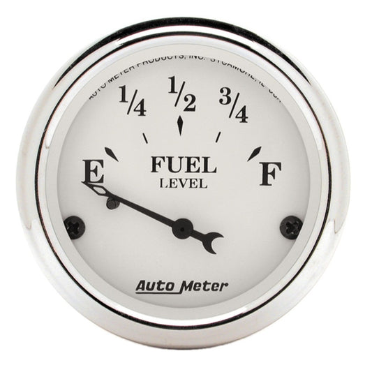 AutoMeter Gauge Fuel Level 2-1/16in. 73 Ohm(e) to 10 Ohm(f) Elec Old Tyme White 1605