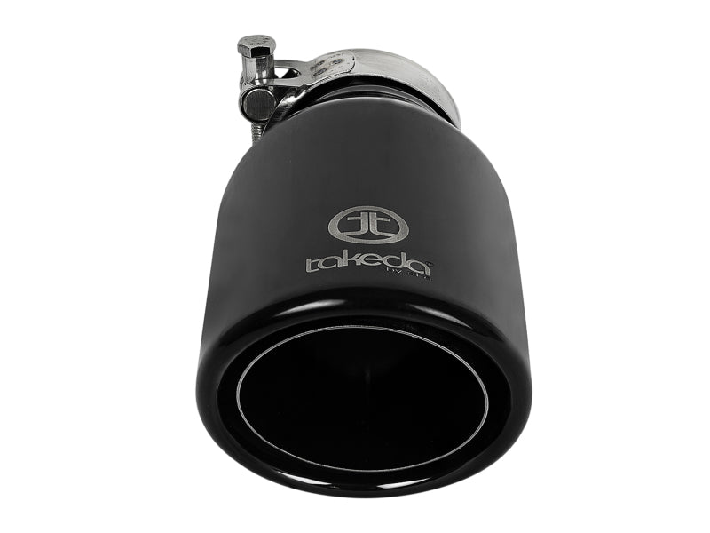 aFe Takeda 304 Stainless Steel Clamp-On Exhaust Tip 2.5in.Inlet / 4in Outlet - Black aFe