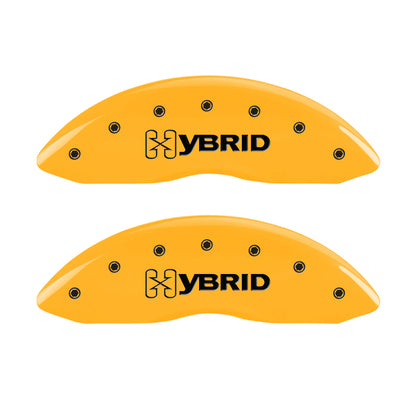 MGP 4 Caliper Covers Engraved F & R GM Style Yellow Finish Black Char 2005 Chevy Silverado 1500 MGP