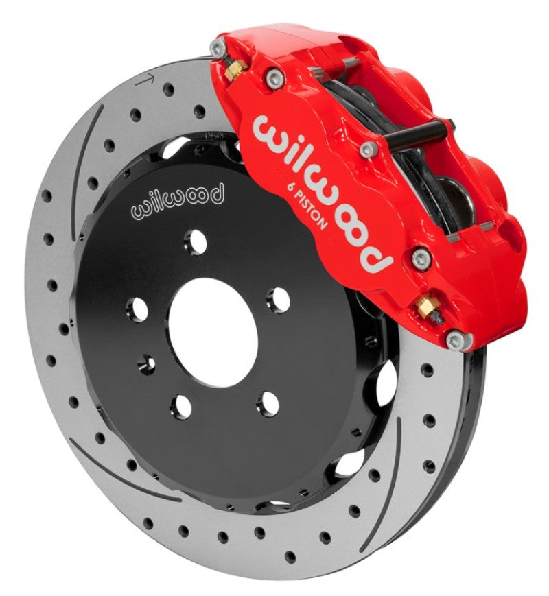Wilwood 03-08 Audi A4 Forged Narrow Superlite 6R Front Big Brake Kit 12.88in Rotor Dia (Red) w/ Line Wilwood