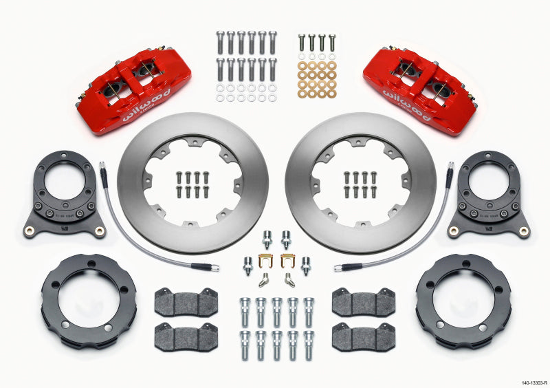 Wilwood Dynapro 6 Front Hat Kit 11.75in Rotor Red 66-75 Ford Bronco Dana 30/44 w/Lines Wilwood