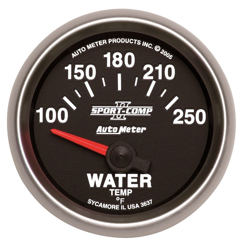 Autometer Sport-Comp II 52mm 100-250 F Short Sweep Electronic Water Temperature Gauge - eliteracefab.com