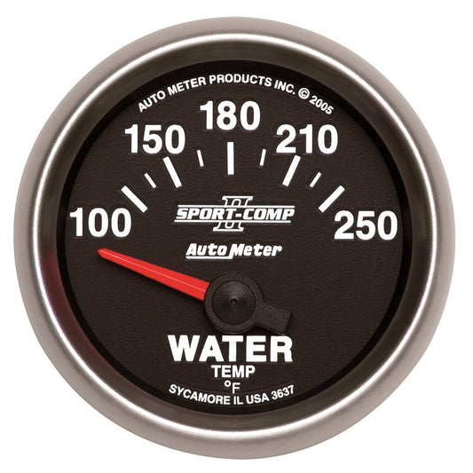 Autometer Sport-Comp II 52mm 100-250 F Short Sweep Electronic Water Temperature Gauge - eliteracefab.com