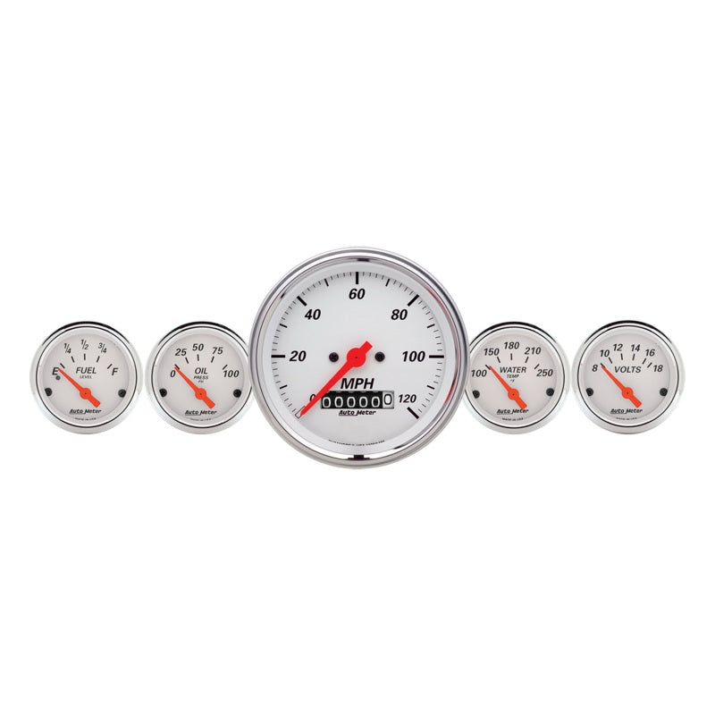 Autometer Arctic White 3-3/8in Electric Speedometer with Wheel Odometer/ 2-1/16in Oil Pressure 1340