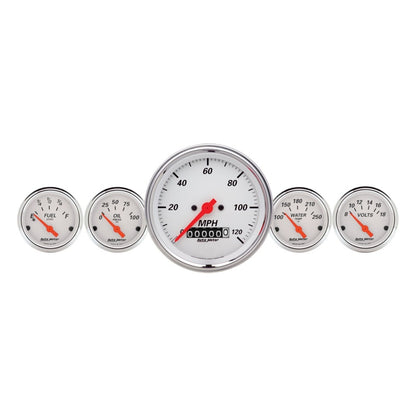 Autometer Arctic White 3-3/8in Electric Speedometer with Wheel Odometer/ 2-1/16in Oil Pressure 1340