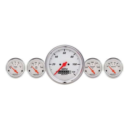 Autometer Arctic White 3-3/8in Electric Speedometer with Wheel Odometer/ 2-1/16in Oil Pressure 1340