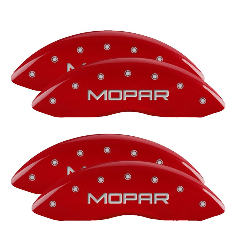 MGP 4 Caliper Covers Engraved Front & Rear MOPAR Red finish silver ch MGP