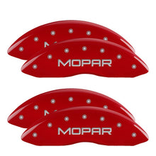 Load image into Gallery viewer, MGP 4 Caliper Covers Engraved Front &amp; Rear MOPAR Red finish silver ch MGP