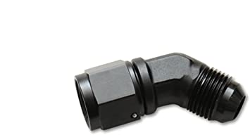 Vibrant -6AN Male Flare to Male -6AN ORB Swivel 90 Degree Adapter Fitting - Anodized Black - eliteracefab.com