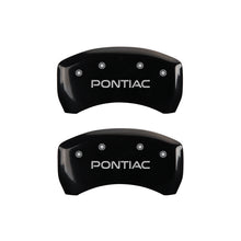 Load image into Gallery viewer, MGP 4 Caliper Covers Engraved Front &amp; Rear Pontiac Black Finish Silver Char 2008 Pontiac G8 MGP