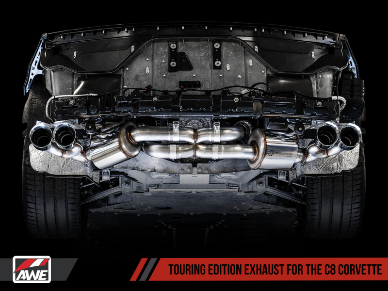 AWE Tuning 2020 Chevrolet Corvette (C8) Touring Edition Exhaust - Quad Chrome Silver Tips - eliteracefab.com