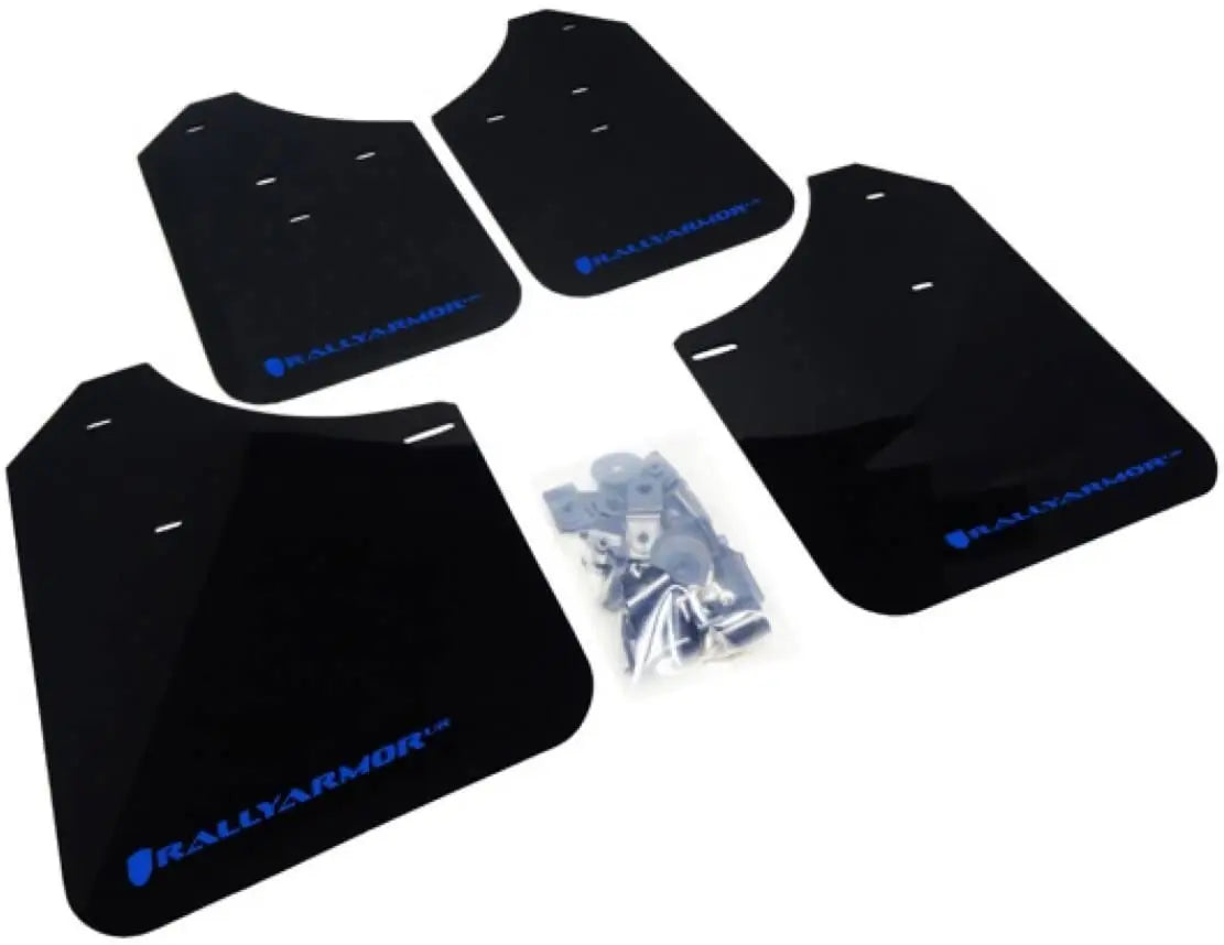 Rally Armor UR Mudflaps Urethane Ford Fiesta ST 2014+ - Black/Blue - eliteracefab.com