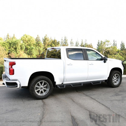 Westin 2019 Chevrolet Silverado/Sierra 1500 (5.5ft) Drop Wheel to Wheel Nerf Step Bars - Txt Black - eliteracefab.com