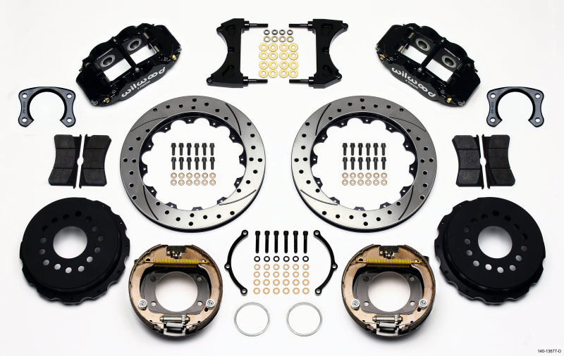 Wilwood Narrow Superlite 4R Rear P-Brk Kit 12.88in Drilled Big Ford New Style 2.50in Off Stag Mount Wilwood