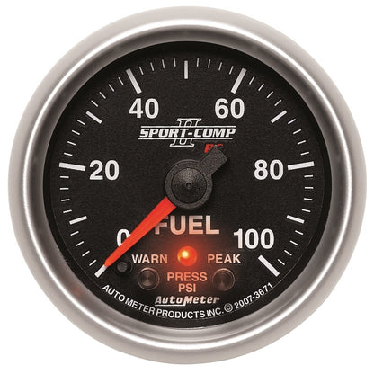 Autometer Sport-Comp II 52mm 0-100 PSI Fuel Pressure Gauge 3671