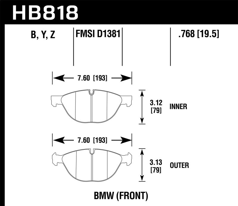 Hawk Performance LTS Front Brake Pads - HB818Y.768