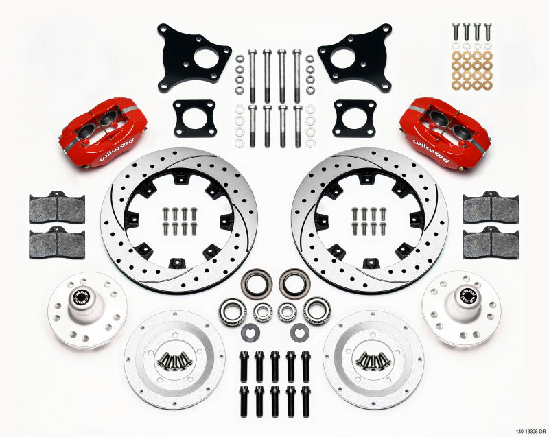 Wilwood Forged Dynalite Front Kit 12.19in Drilled Red AMC 71-76 OE Disc w/o Bendix Brakes Wilwood
