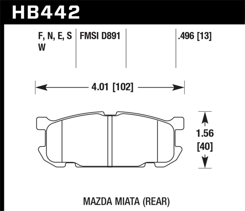 Hawk 01-03 Mazda Miata Base/LS/SE Sport Suspension DTC-60 Rear Race Brake Pads - eliteracefab.com