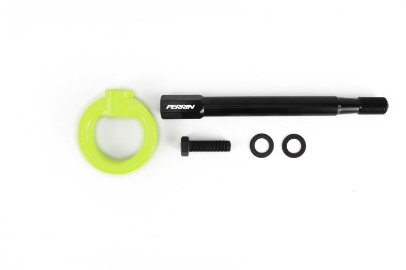 Perrin 08-14 Subaru WRX/STI Tow Hook Kit (Front) - Neon Yellow - eliteracefab.com