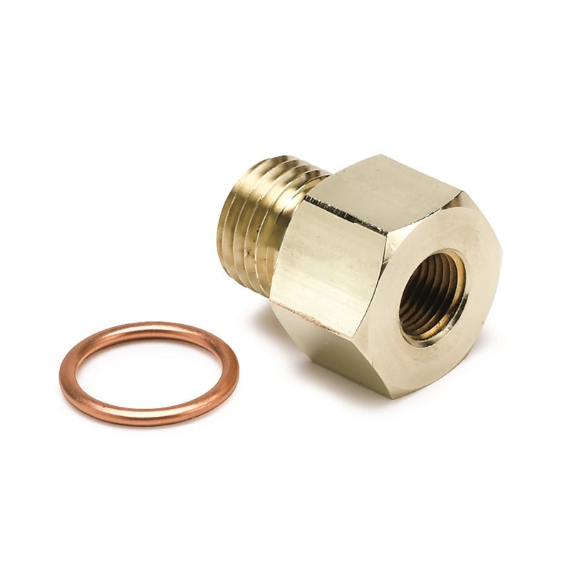 AutoMeter FITTING; ADAPTER; METRIC; M14X1.5 MALE TO 1/8in. NPTF FEMALE; BRASS - eliteracefab.com