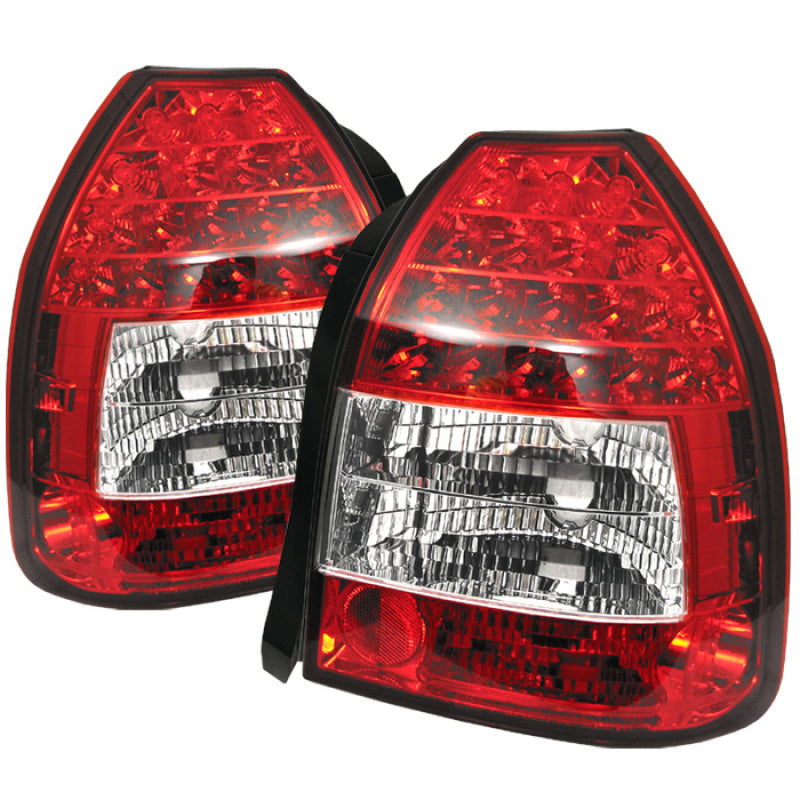 Spyder Honda Civic 96-00 3DR LED Tail Lights Red Clear ALT-YD-HC96-3D-LED-RC - eliteracefab.com