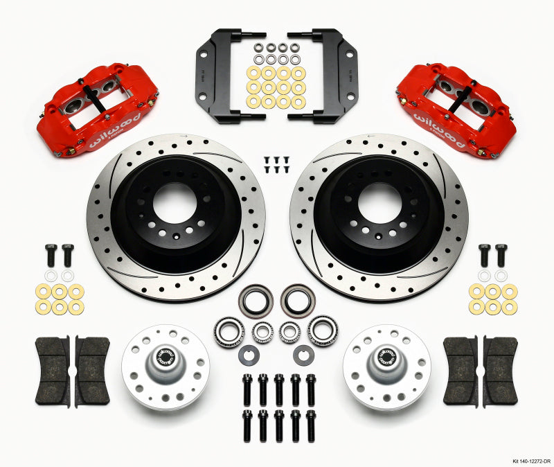 Wilwood Narrow Superlite 6R Front Hub & 1PC Rtr Kit 12.88in Dril -Red Magnum Force Drop Spindle Wilwood