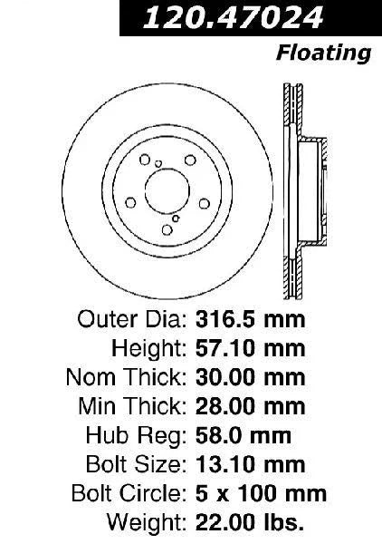 CENTRIC 05-08 LGT FRONT PERFORMANCE ROTOR, 120.47024 - eliteracefab.com