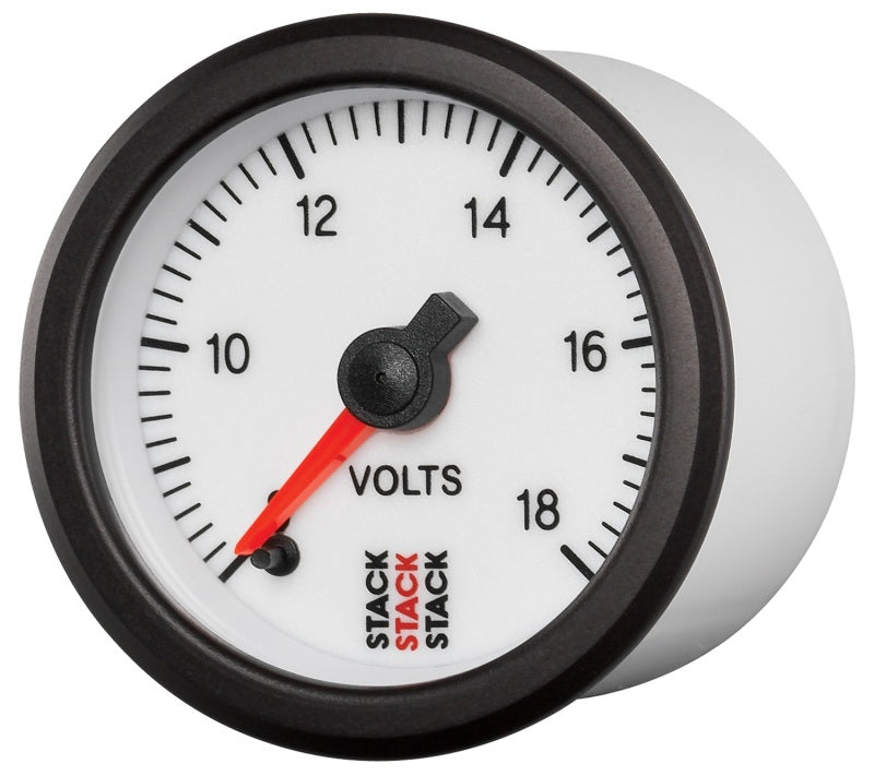 Autometer Stack 52mm 8-18V Pro Stepper Motor Battery Voltage Gauge - White ST3366