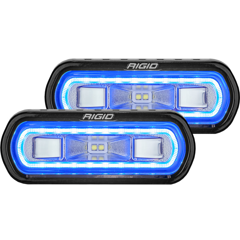 Rigid Industries SR-L Series Surface Mount LED Spreader Pair w/ Blue Halo - Universal - eliteracefab.com