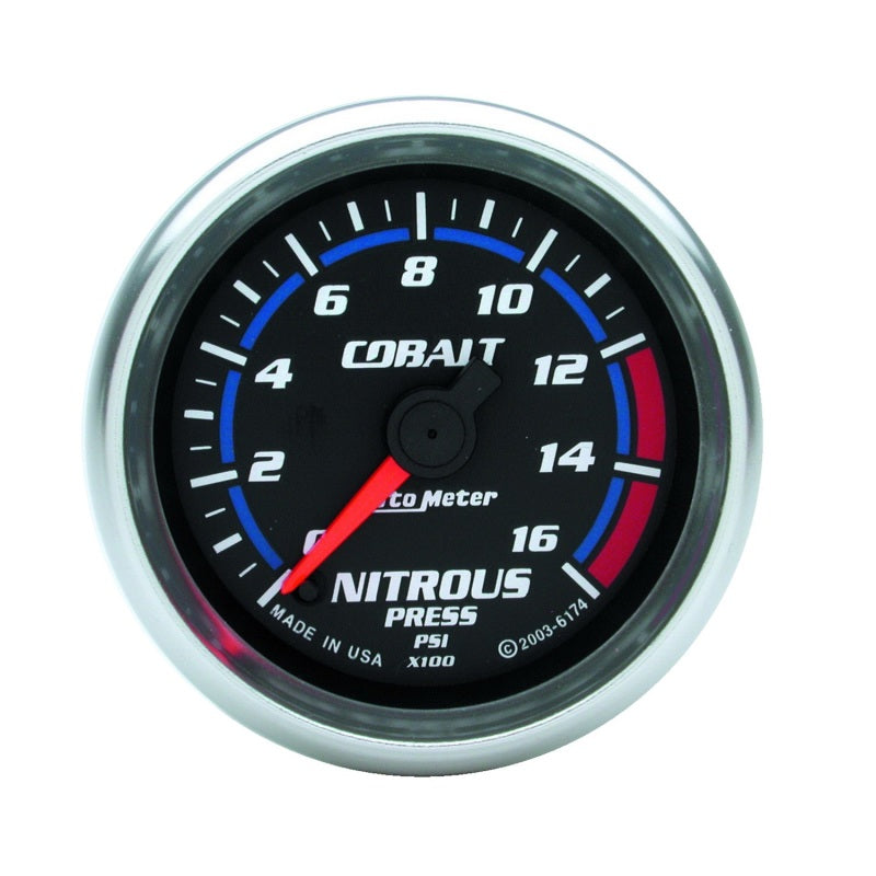 Autometer 2-1/6in Cobalt Nitrous Pressure Gauge 0-1600PSI Digital Steppe Motor 6174