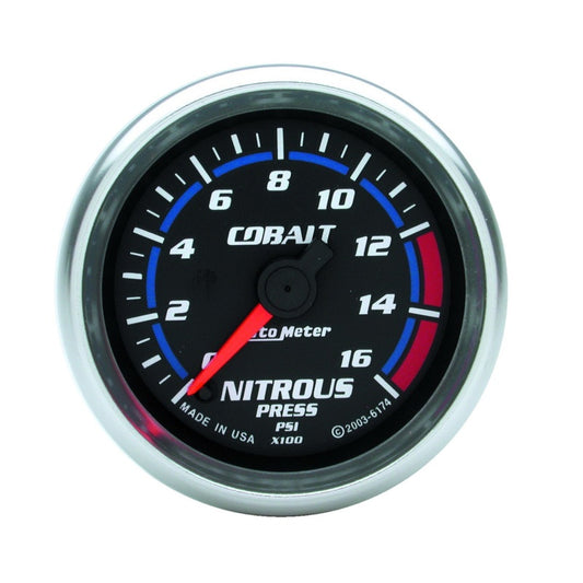 Autometer 2-1/6in Cobalt Nitrous Pressure Gauge 0-1600PSI Digital Steppe Motor 6174
