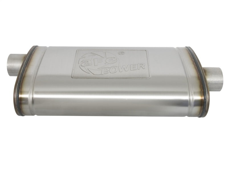 aFe MACHForce XP SS Muffler 3in Center Inlet / 3in Offset Outlet 22in L x 11n W x 6in H Body aFe