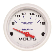 Load image into Gallery viewer, Autometer Marine White 2-1/16in 18V Electric Voltmeter Gauge