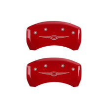 Load image into Gallery viewer, MGP 4 Caliper Covers Engraved Front &amp; Rear Style 1/Chrysler Wing Red finish silver ch