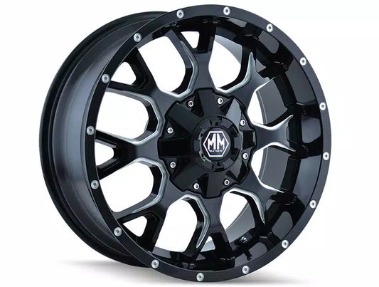 Mayhem 8015 Warrior 17x9 / 6x135 BP / 18mm Offset / 106mm Hub Black w/ Milled Spokes Wheel Mayhem