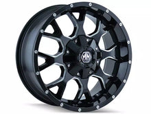 Load image into Gallery viewer, Mayhem 8015 Warrior 17x9 / 6x135 BP / 18mm Offset / 106mm Hub Black w/ Milled Spokes Wheel