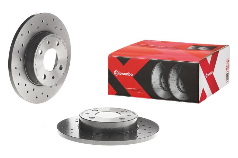 Brembo 08-09 Audi TT/09-15 TT Quattro Rear Premium Xtra Cross Drilled UV Coated Rotor Brembo OE