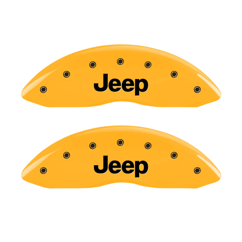 MGP 4 Caliper Covers Engraved Front & Rear Jeep Yellow Finish Black Char 2006 Jeep Commander MGP