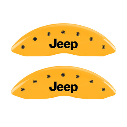 MGP 4 Caliper Covers Engraved Front & Rear Jeep Yellow Finish Black Char 2006 Jeep Commander MGP