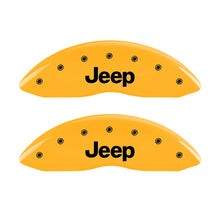 Load image into Gallery viewer, MGP 4 Caliper Covers Engraved Front &amp; Rear Jeep Yellow Finish Black Char 2006 Jeep Commander