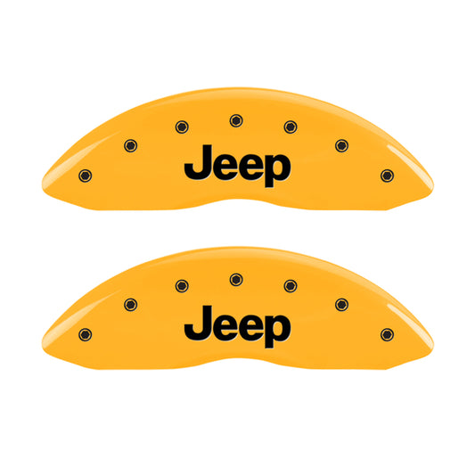 MGP 4 Caliper Covers Engraved Front & Rear Jeep Yellow Finish Black Char 2004 Jeep Grand Cherokee MGP