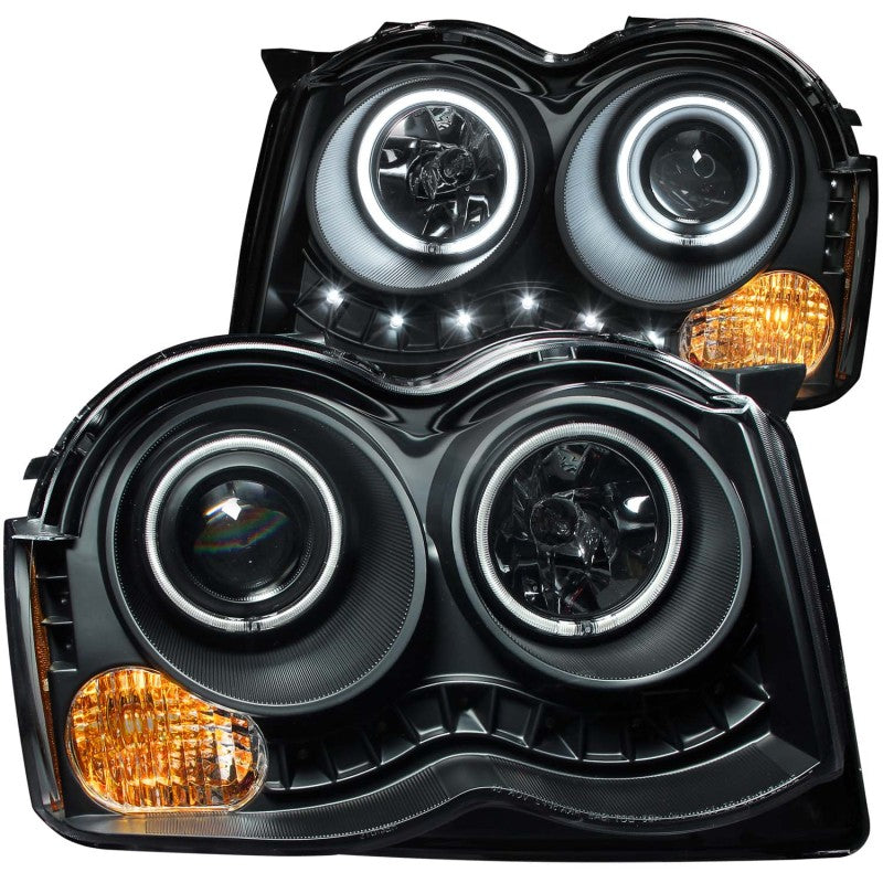 ANZO USA Jeep Grand Cherokee Projector Headlights W/ Halo Black Ccfl; 2008-2010 - eliteracefab.com