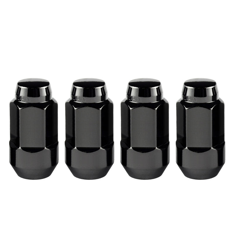 McGard Hex Lug Nut (Cone Seat Bulge Style) M14X1.5 / 22mm Hex / 1.945in. Length (4-Pack) - Black - eliteracefab.com