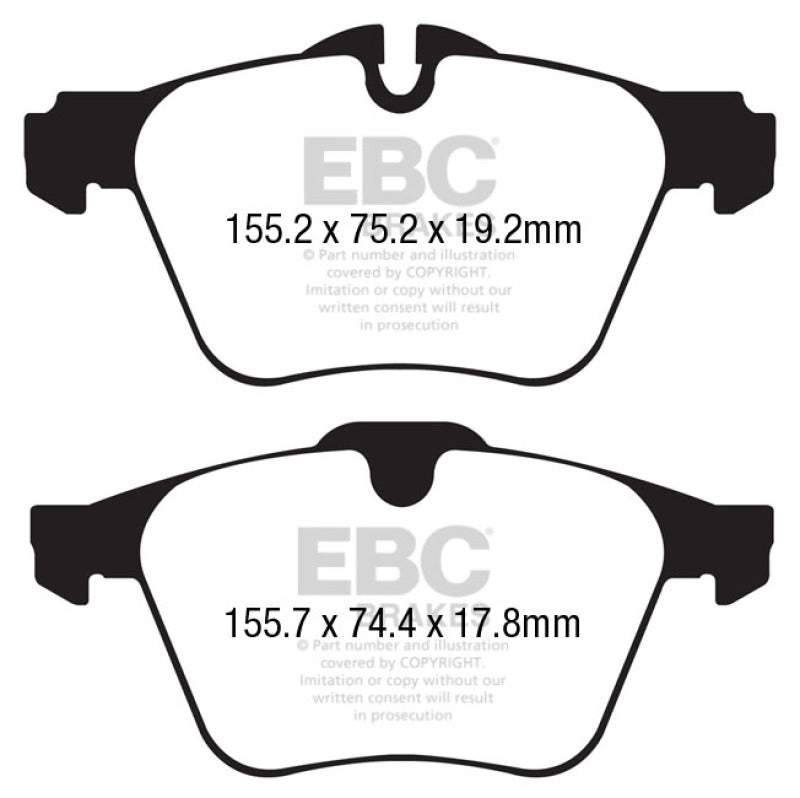 EBC 13+ Jaguar F-Type (Cast Iron Rotors Only) 3.0 Supercharged (340) Redstuff Front Brake Pads - eliteracefab.com