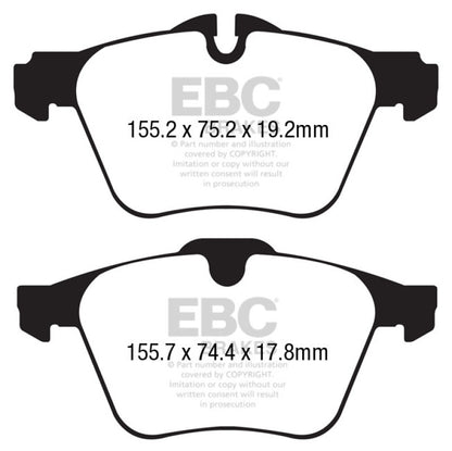 EBC 13+ Jaguar F-Type (Cast Iron Rotors Only) 3.0 Supercharged (340) Redstuff Front Brake Pads - eliteracefab.com