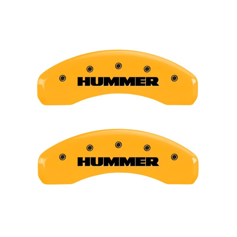 MGP 4 Caliper Covers Engraved Front & Rear Hummer Yellow Finish Black Char 2010 Hummer H3T MGP