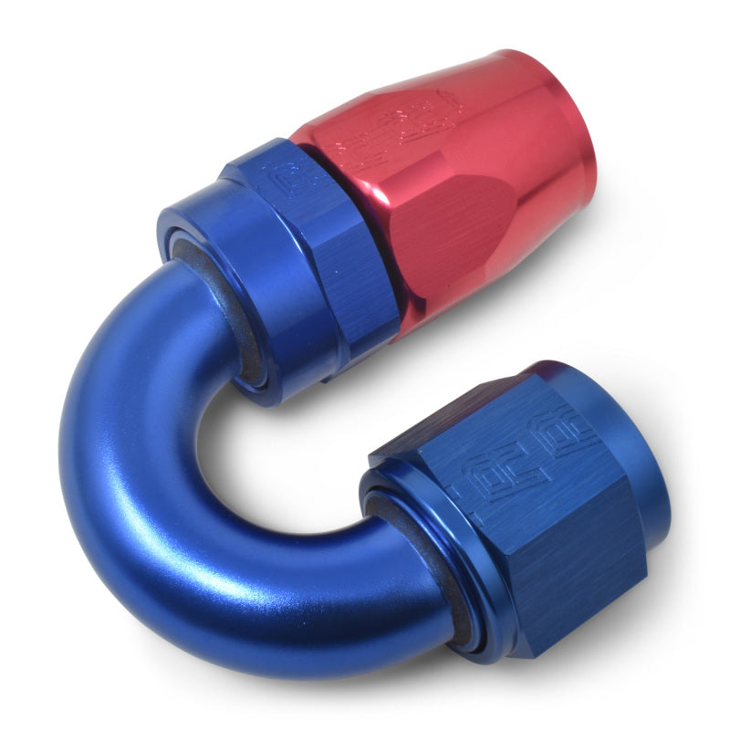 Russell Performance -8 AN Red/Blue 180 Degree Full Flow Swivel Hose End (With 3/4in Radius)